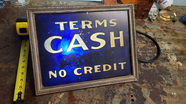 Old Lighted sign-Cash no credit