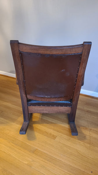 Antique mission style Oak rocking chair-leather- Beautiful!