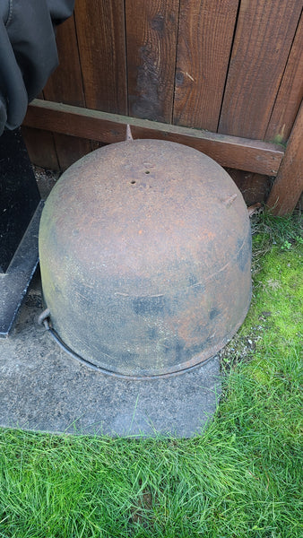 Large old iron witches cauldron-use as planter or firepit