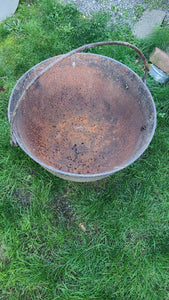 Large old iron witches cauldron-use as planter or firepit