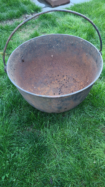 Large old iron witches cauldron-use as planter or firepit