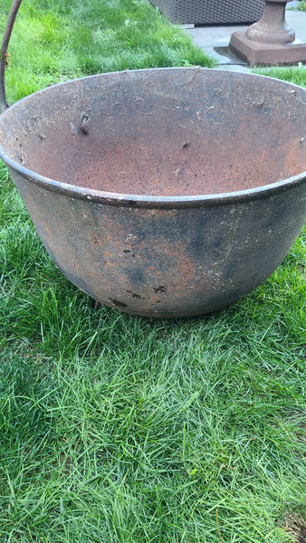 Large old iron witches cauldron-use as planter or firepit