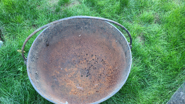 Large old iron witches cauldron-use as planter or firepit