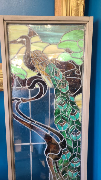 Peacock stained glass window