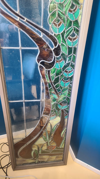 Peacock stained glass window