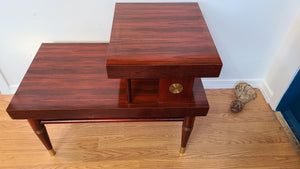 Midcentury 2 tiered Rosewood veneer side table