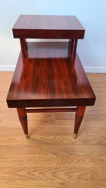 Midcentury 2 tiered Rosewood veneer side table