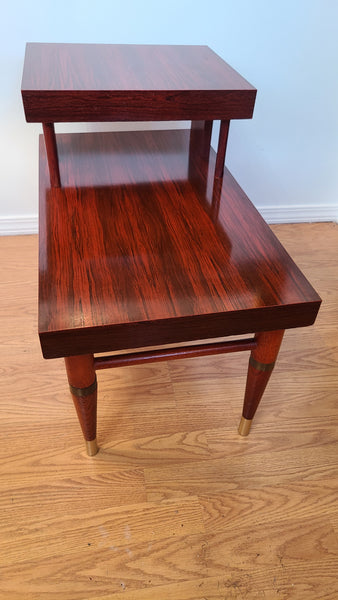 Midcentury 2 tiered Rosewood veneer side table