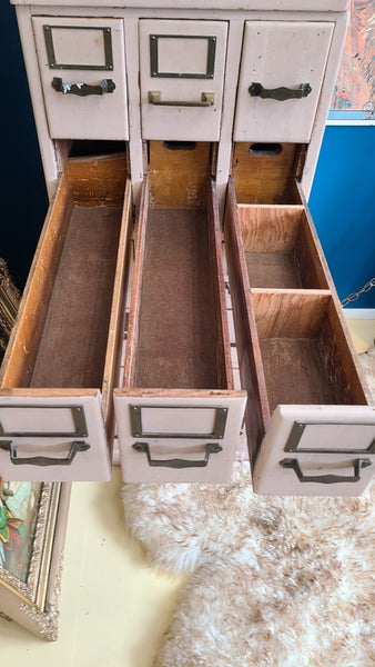 Old oak 30 drawer cabinet, multi-drawer card catalog cabinet- great for small parts/pieces