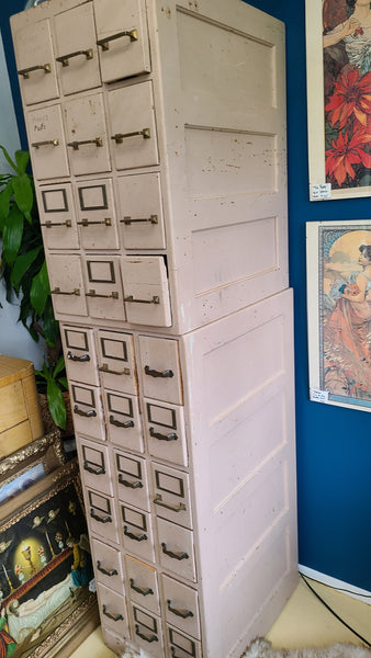 Old oak 30 drawer cabinet, multi-drawer card catalog cabinet- great for small parts/pieces