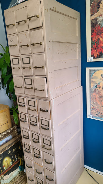 Old oak 30 drawer cabinet, multi-drawer card catalog cabinet- great for small parts/pieces