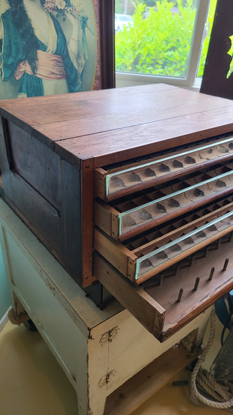 Antique oak mercantile spool cabinet,  5 drawer