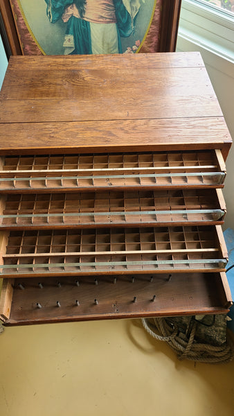 Antique oak mercantile spool cabinet,  5 drawer